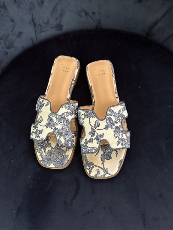 a new day Shoes - A new day Cream Floral Cutout Slide Sandals